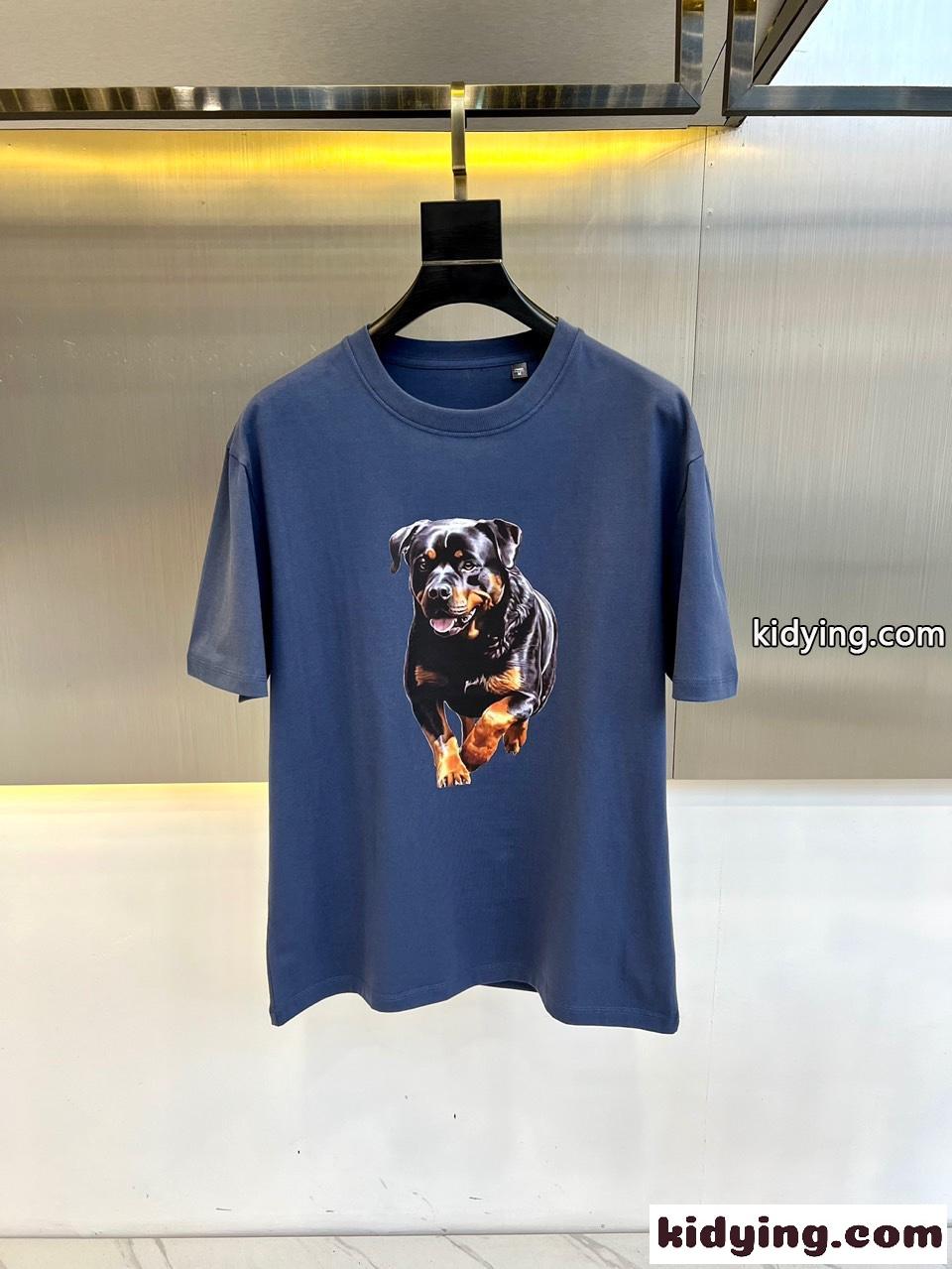 人気 ロットワイラー プリント ジバンシィ Tシャツ コピー 半袖Tシャツ ブルー-0