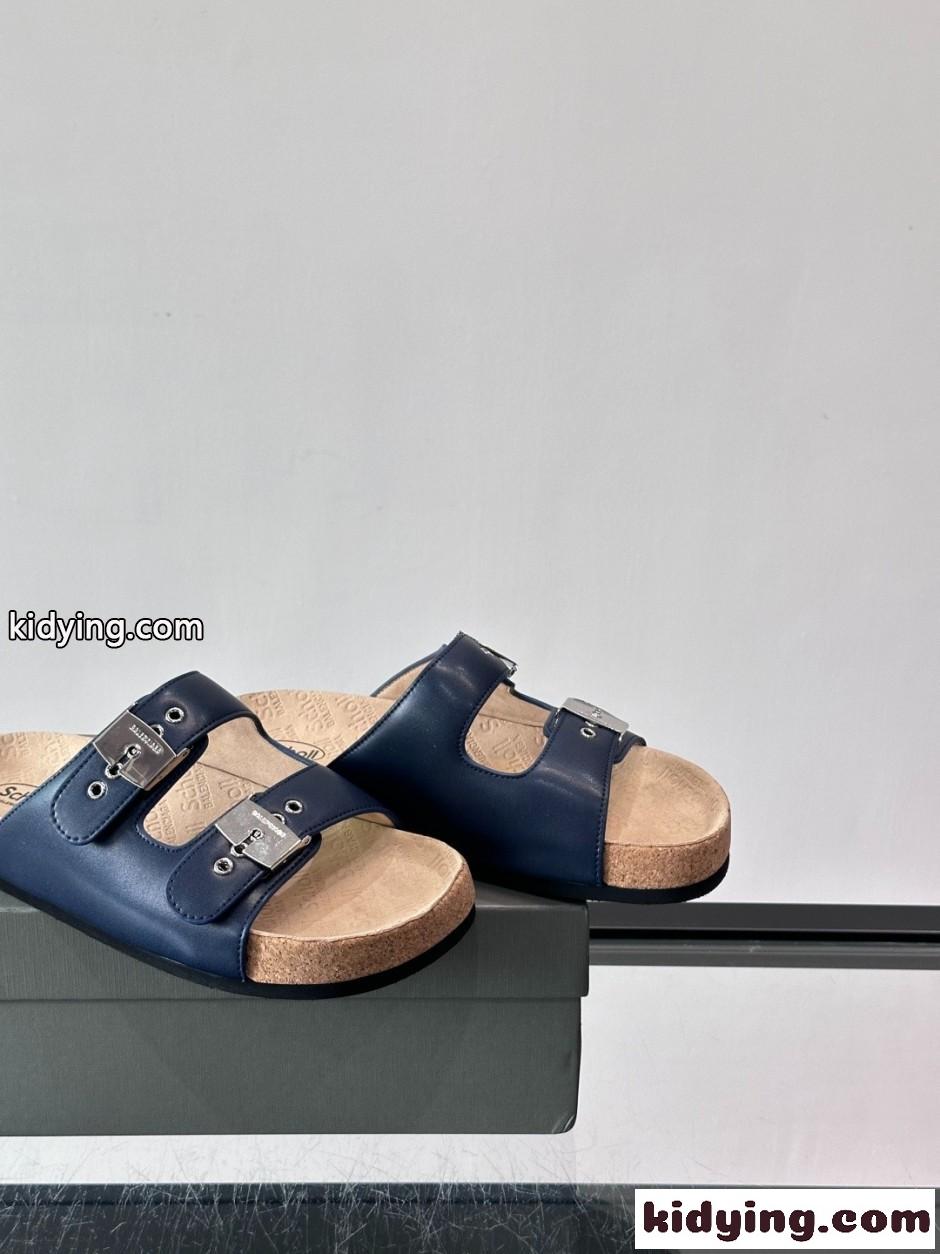 バレンシアガ サンダル コピー BALENCIAGA × Scholl スライドサンダル ブルー-3