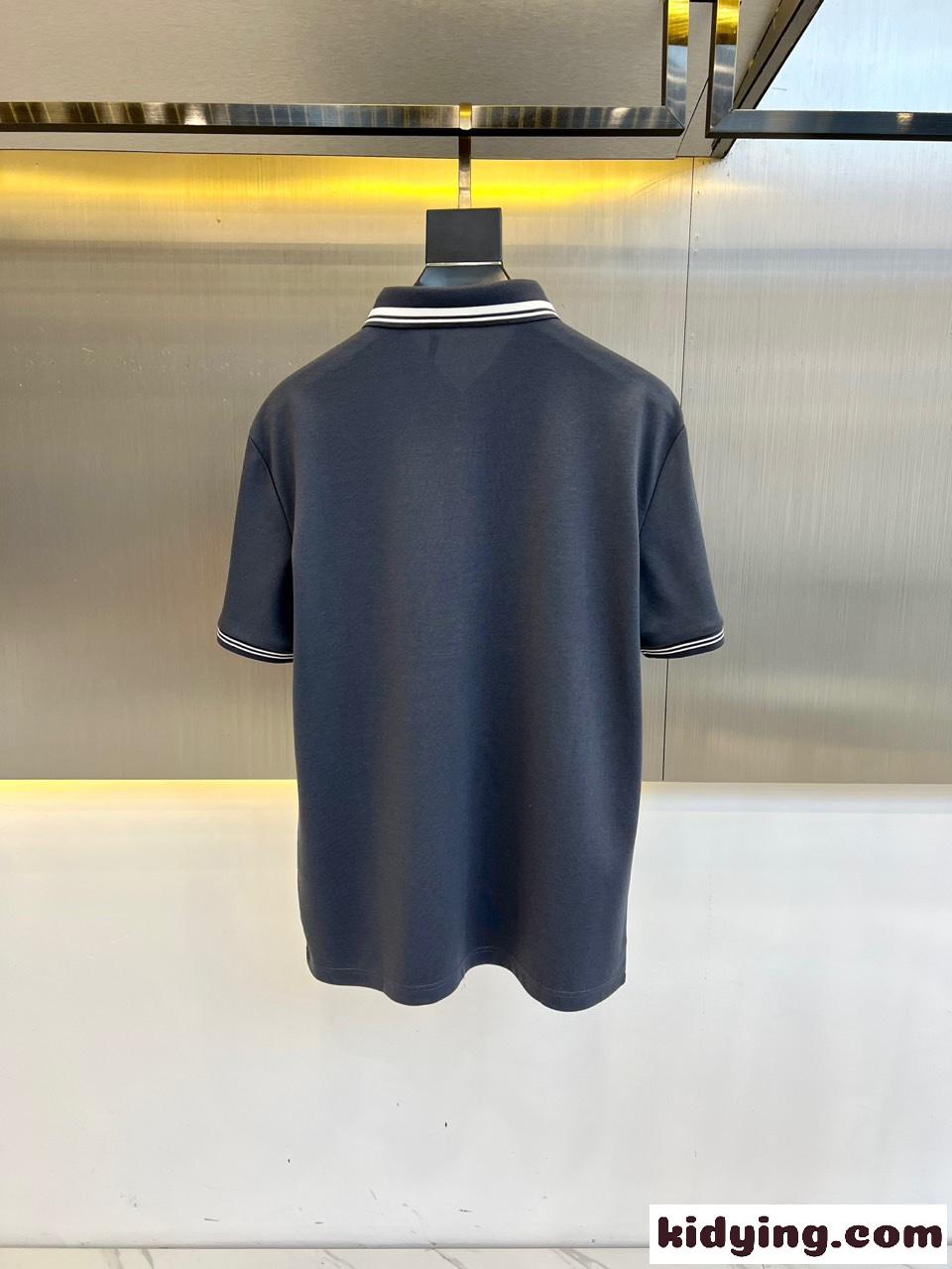 洗練された コットンピケ ポロシャツ アルマーニ Tシャツ コピー グレー-3