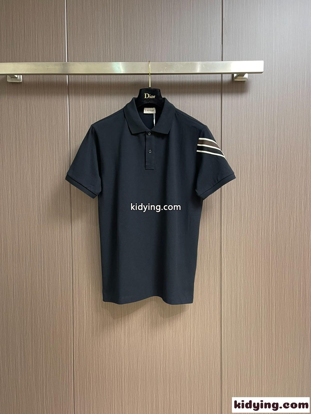 カジュアル モンクレール Tシャツ スーパーコピー コットンピケ 半袖ポロシャツ ブラック-2