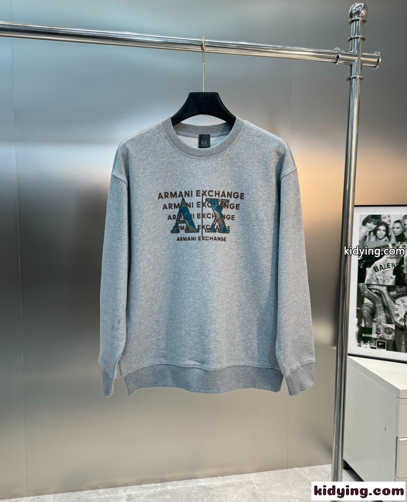 ロゴ コットン スウェットシャツ アルマーニ Tシャツ コピー クルーネック-2