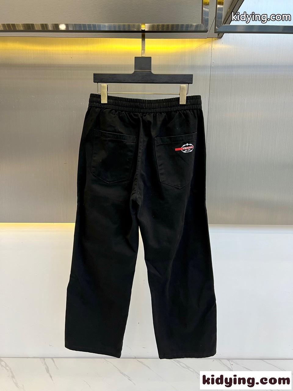 カジュアル ゆったり メンズ カーゴパンツ プラダ パンツ 偽物 コットン ブラック-3