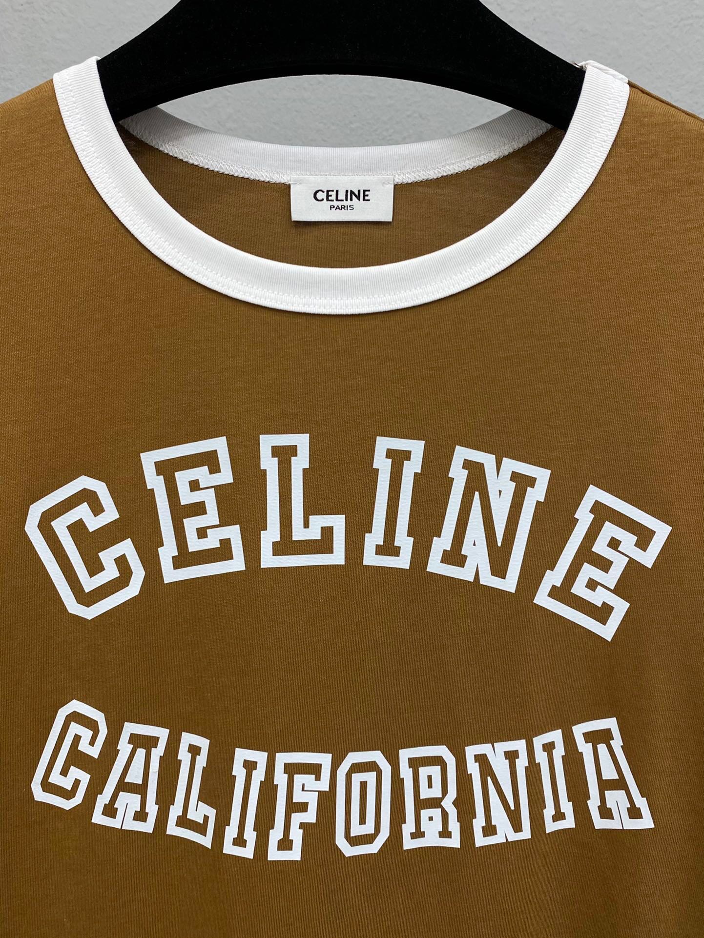 人気 おしゃれ クルーネック ロゴ セリーヌ Tシャツ コピー コットン 半袖Tシャツ-2