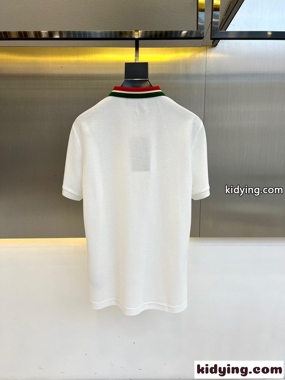 カジュアル 上品 半袖 ポロシャツ グッチ Tシャツ 偽物 コットンピケ ホワイト-3