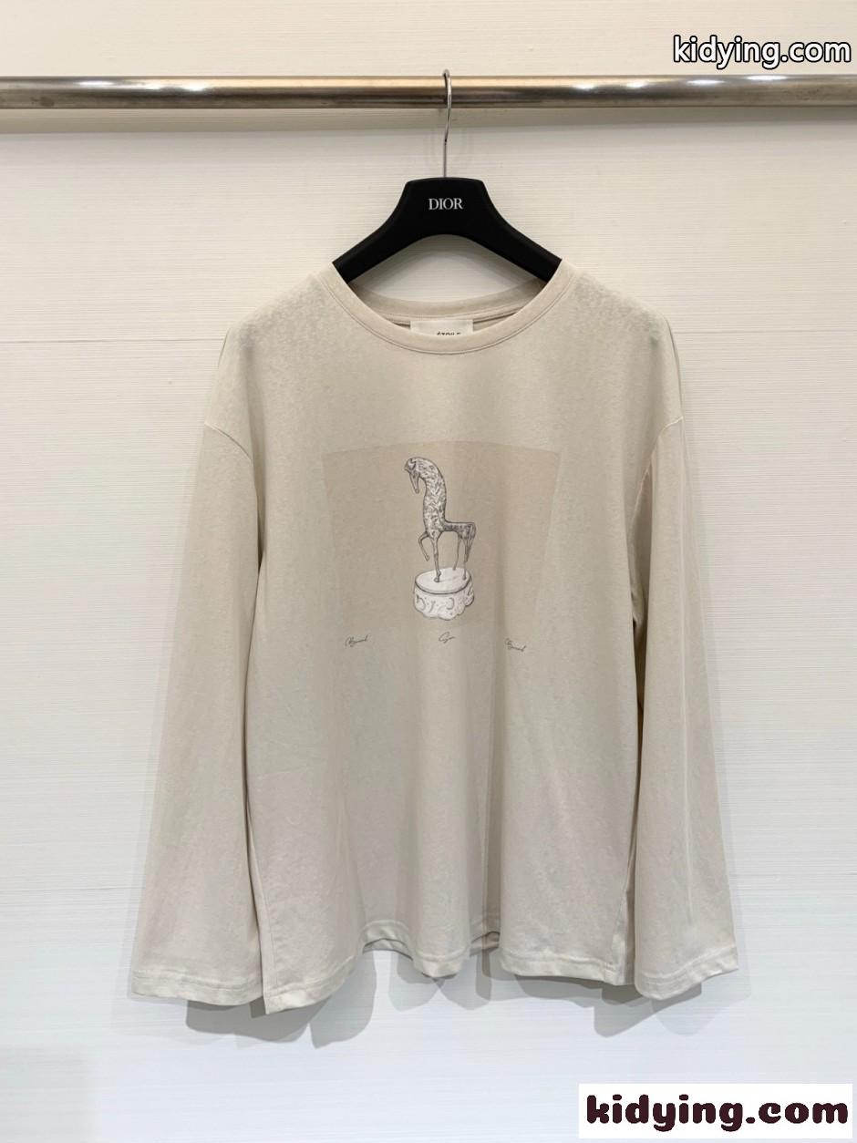 おしゃれ プリント クルーネック 長袖Tシャツ イザベルマラン Tシャツ コピー-0