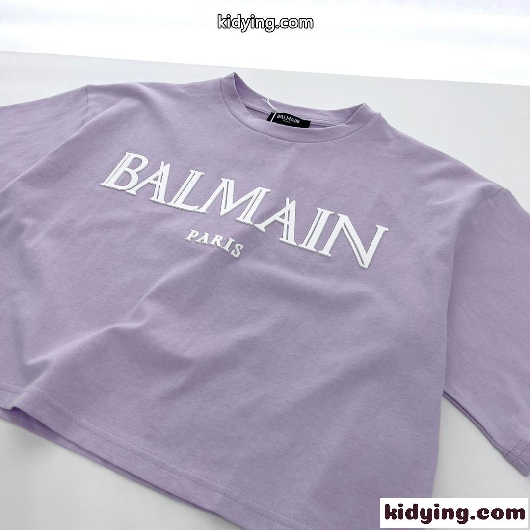 バルマン Tシャツ コピー 半袖 トップス カジュアル ロゴ入り クロップドTシャツ-3