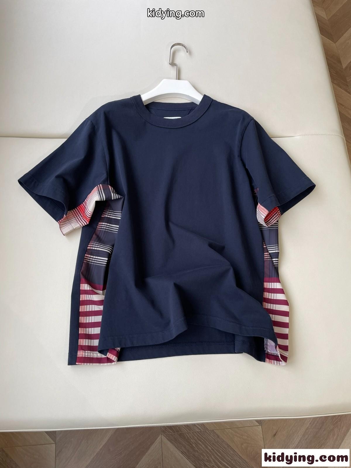 ソフト コットン ジャージー ギンガム 半袖Tシャツ ボッテガ・ヴェネタ Tシャツ コピー-0