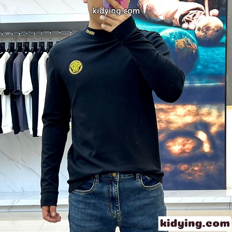 ベーシック メンズ 合わせやすい ヴェルサーチェ Tシャツ 偽物 長袖Tシャツ ブラック-1