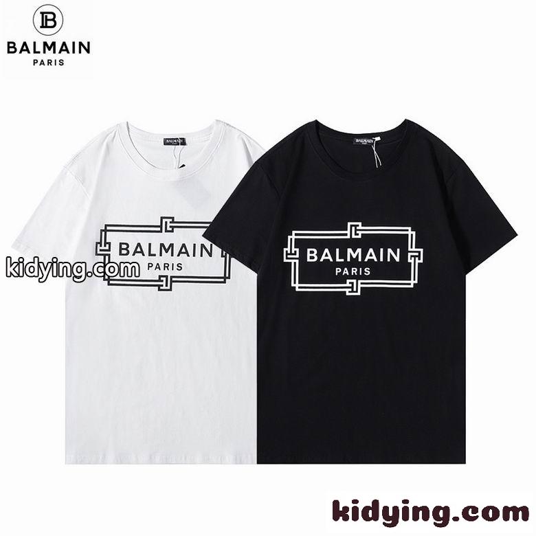 ベーシック ゆったり 快適 クルーネック バルマン Tシャツ コピー 半袖 ロゴプリントTシャツ-1