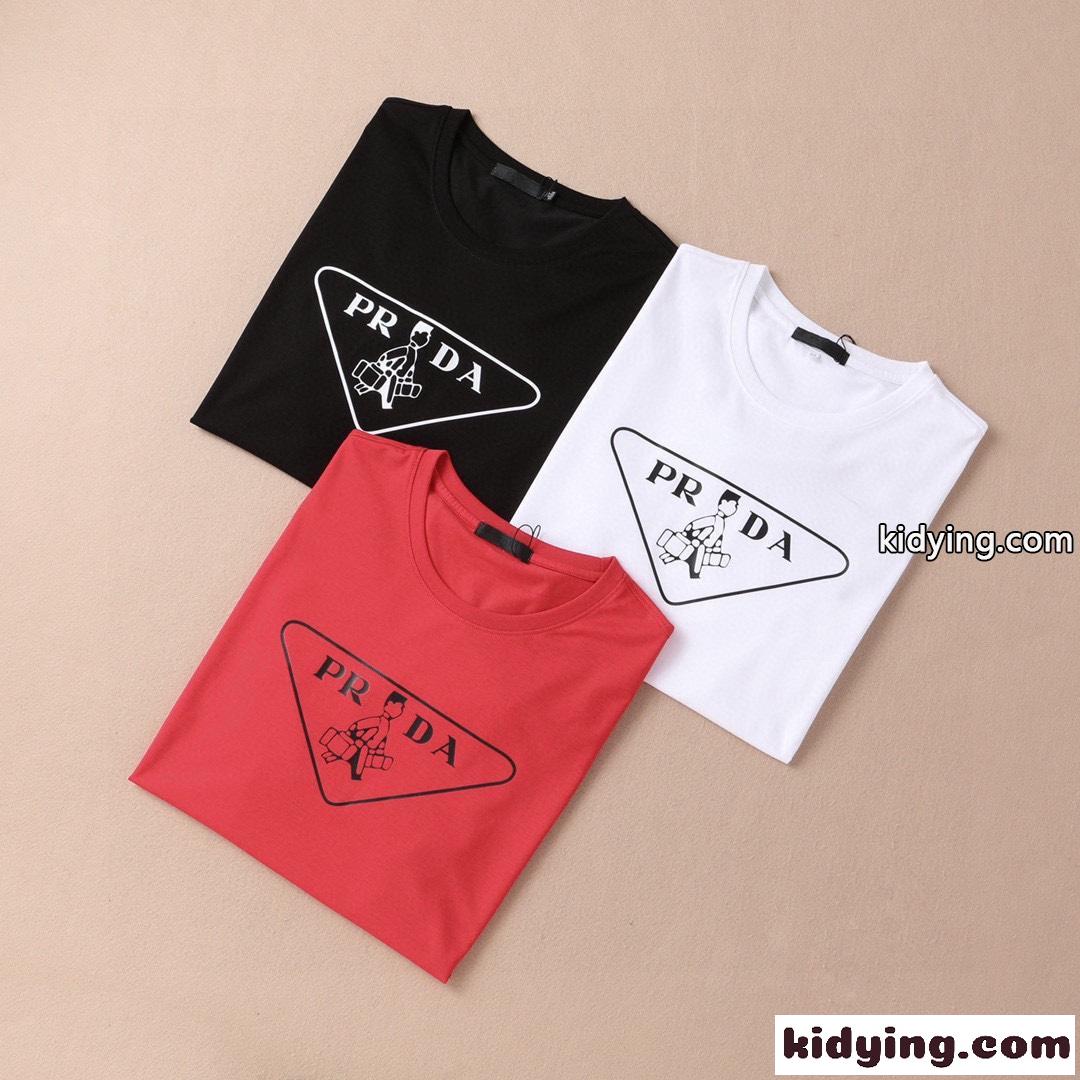 定番 人気 着回し プリント クルーネック プラダ 半袖tシャツ コピー シルケット コットン-2