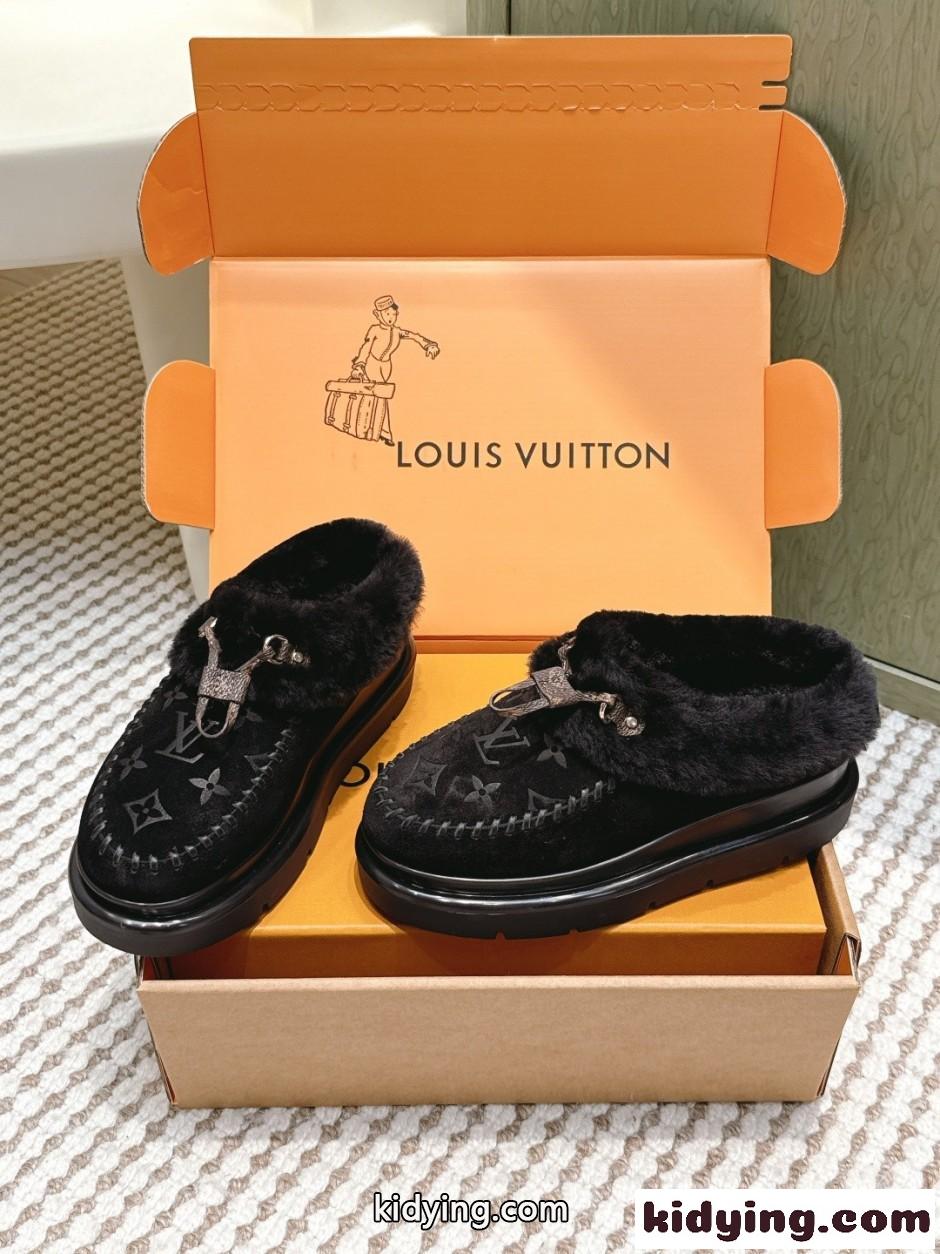 秋冬 大人気 LV SKI コルティナ ミュール ルイ・ヴィトン スーパーコピー ブラック-2