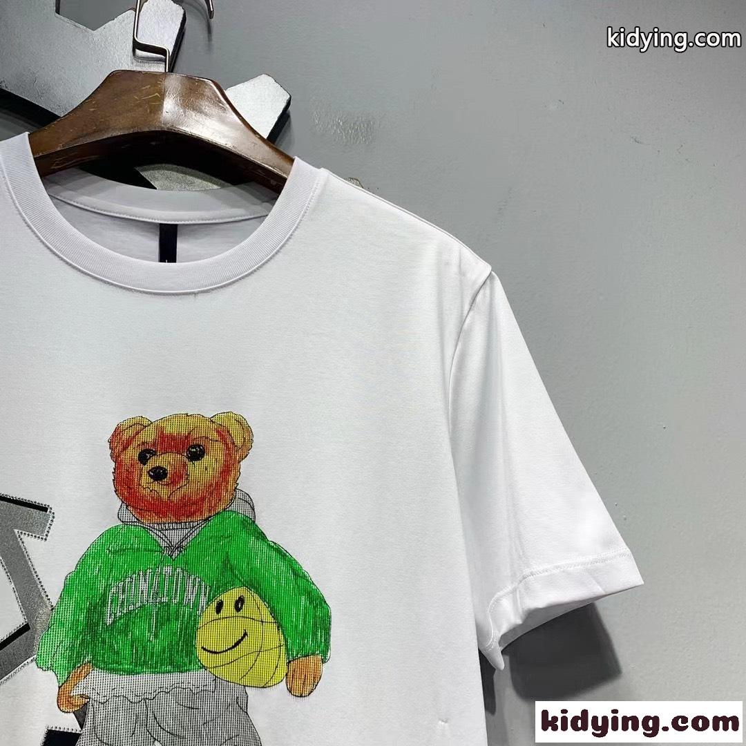 快適 コットン 通気 メンズ プリント クルーネック オフホワイト tシャツ コピー 半袖 春夏 おしゃれ カジュアル トップス-3