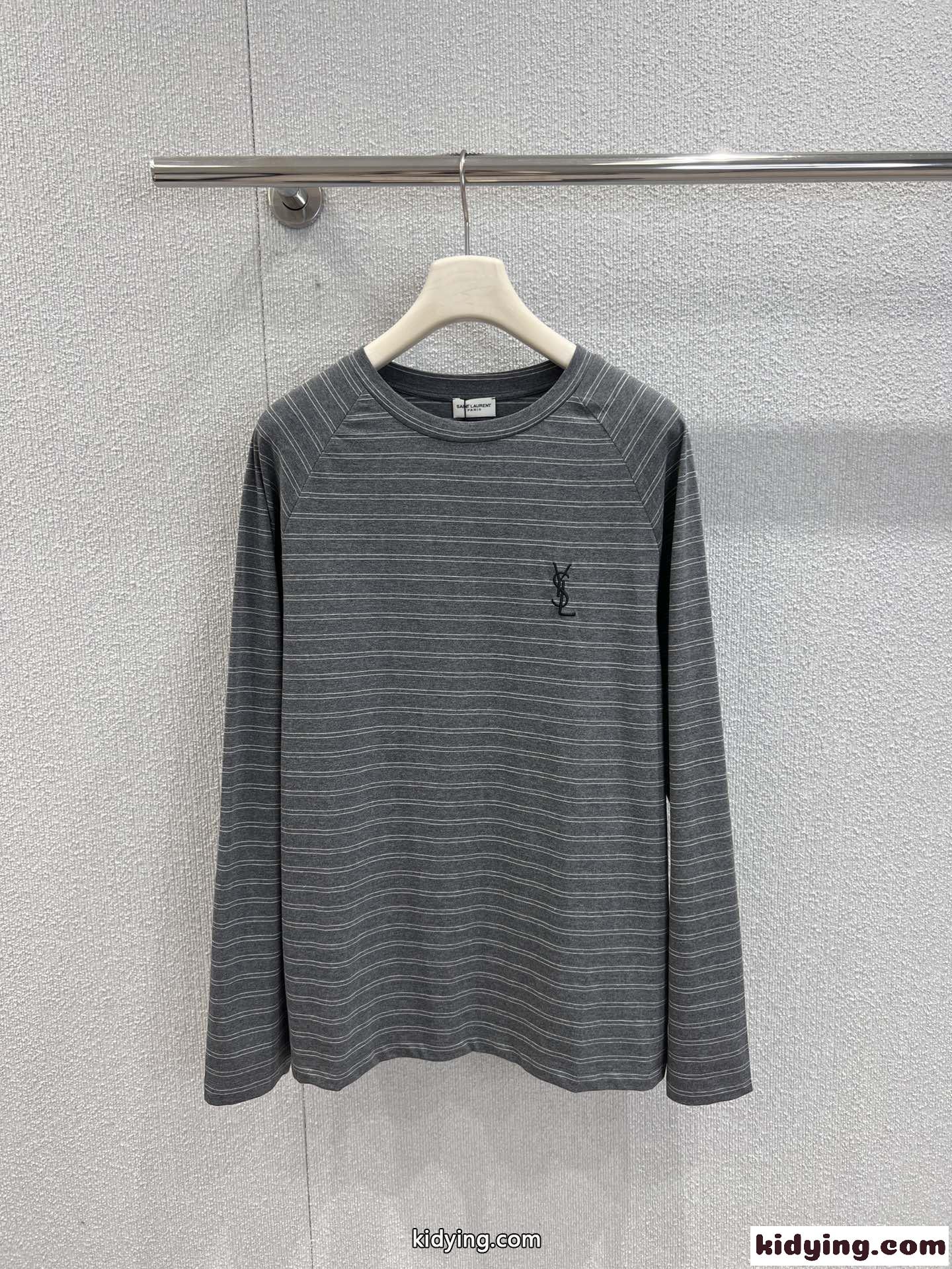 カジュアル 洗練された ロゴ刺繍 イヴ・サンローラン Tシャツ 偽物 コットン 長袖Tシャツ-2