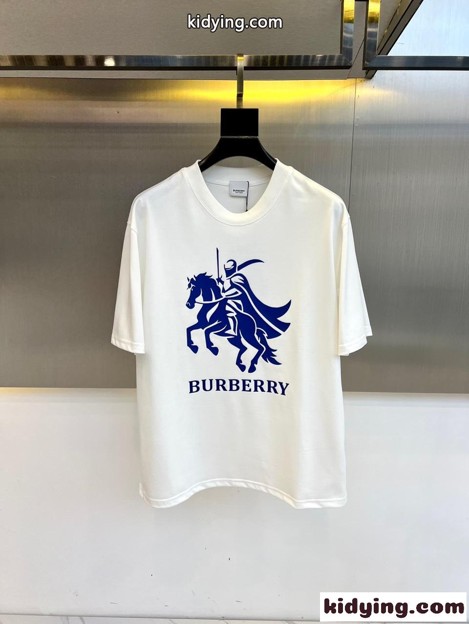カジュアル プリント コットンTシャツ バーバリー 半袖Tシャツ コピー ホワイト-0