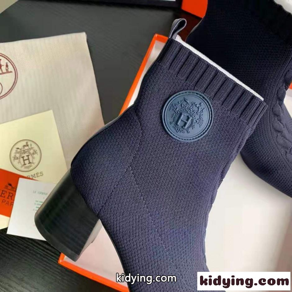 HERMES エルメス ジェナ ショートブーツ コピー アンクルブーツ ネイビー-4