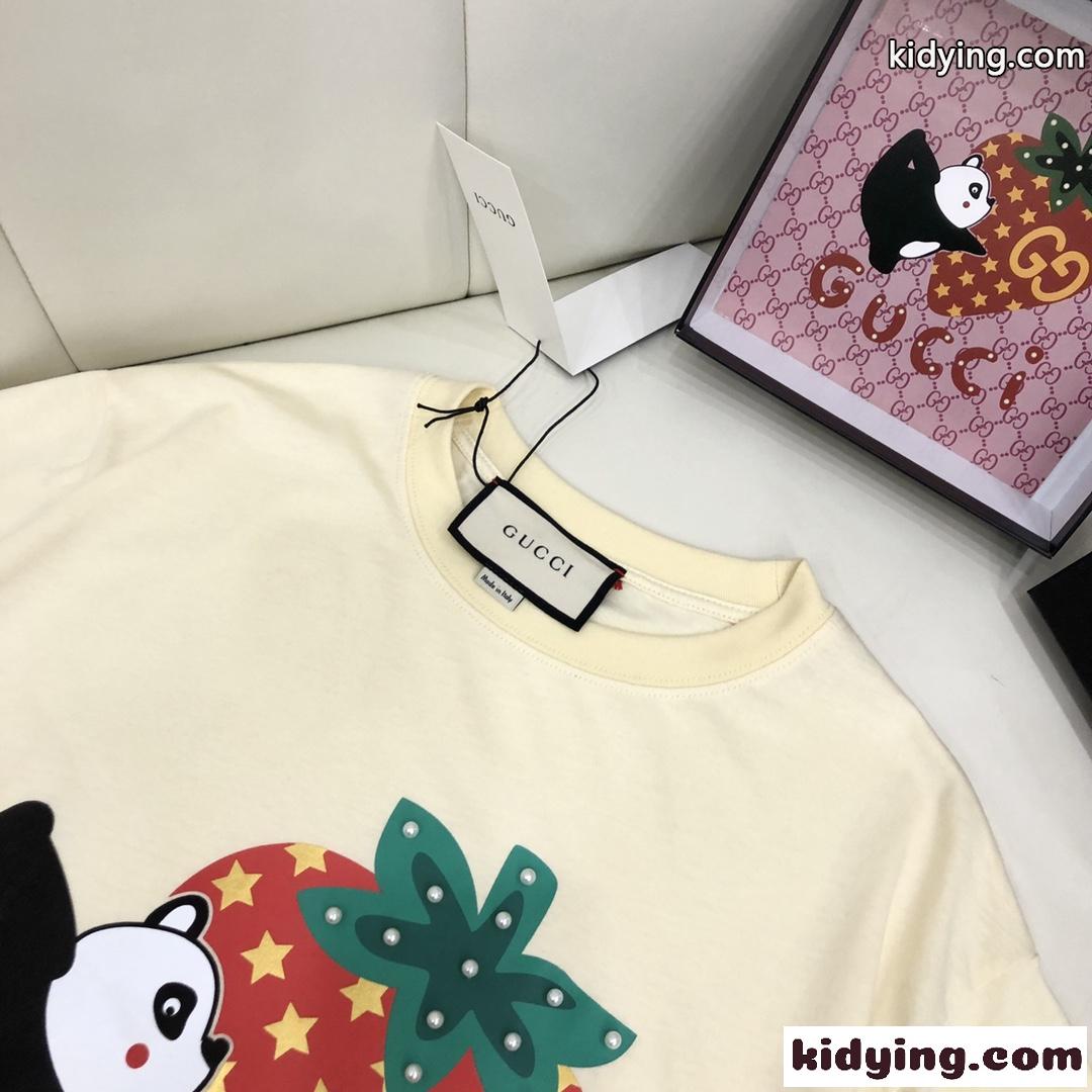 可愛い プリント クルーネック 定番 グッチ 半袖Tシャツ コピー コットン 着心地いい 春夏 トップス 2色 カジュアル-2