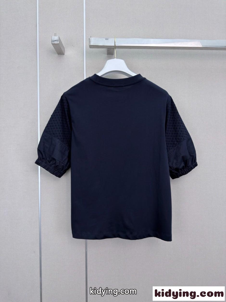 カジュアル 半袖 クルーネック カットソー モンクレール Tシャツ 偽物 ネイビー-0