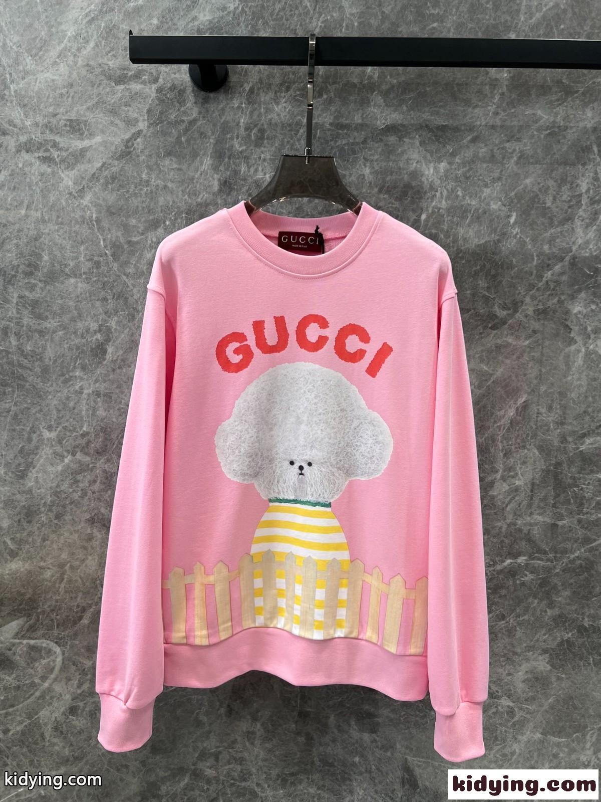 合わせやすい 可愛い プリント グッチ Tシャツ コピー スウェットシャツ ピンク-2