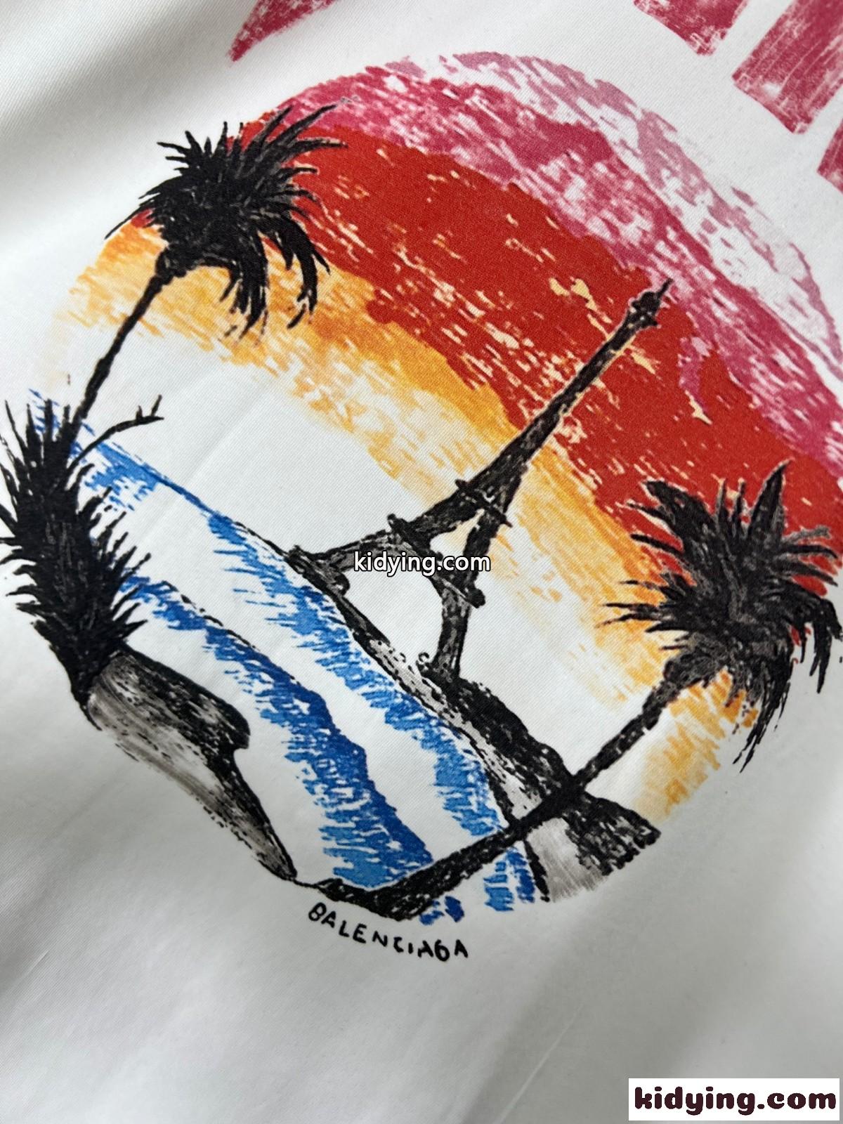 PARIS TROPICAL 半袖Tシャツ バレンシアガ Tシャツ コピー ホワイト-3