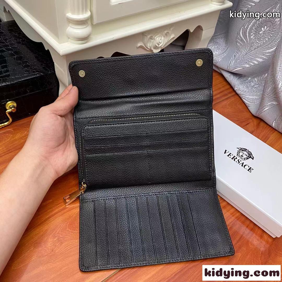 シンプル 定番 レザー ヴェルサーチェ 財布 コピー ウォレット 三つ折り コンパクト 小銭入れ カード入れ-5