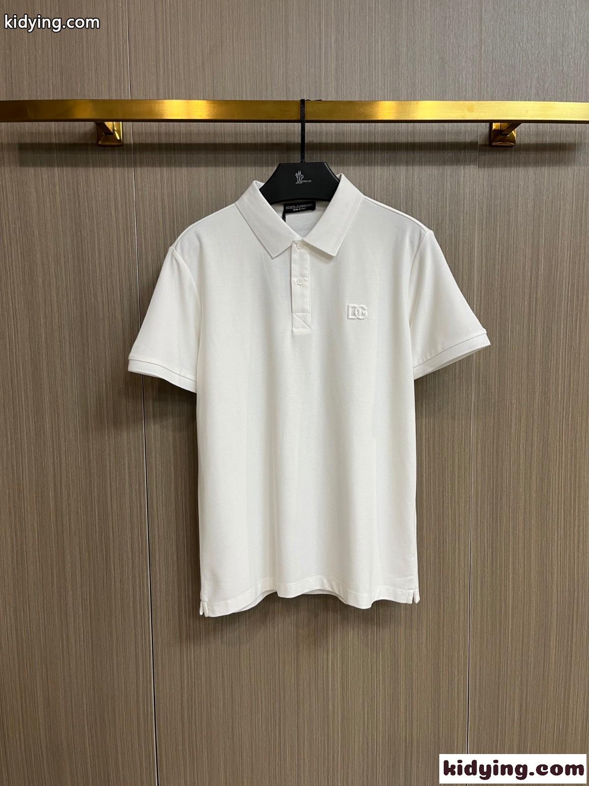 ドルチェ&ガッバーナ 半袖Tシャツ コピー カジュアル 定番 コットンピケ ポロシャツ ホワイト-0