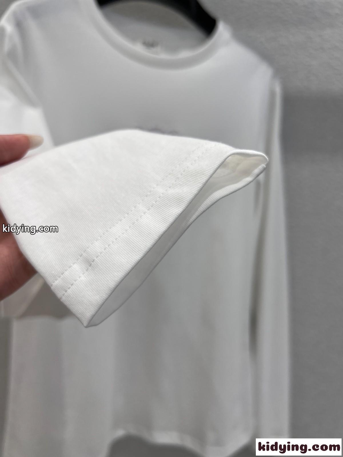 シンプル コットン 長袖Tシャツ セリーヌ Tシャツ コピー クルーネック ホワイト-3