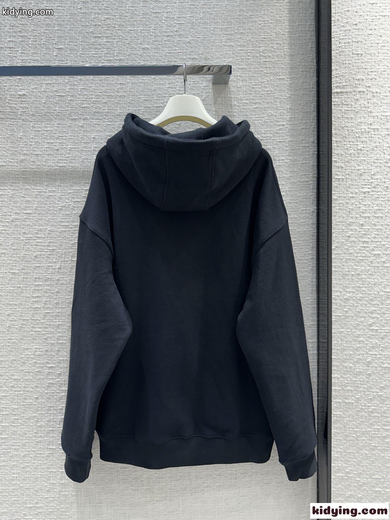 ユニセックス オーバーサイズ フーディー ロエベ パーカー コピー ブラック-4