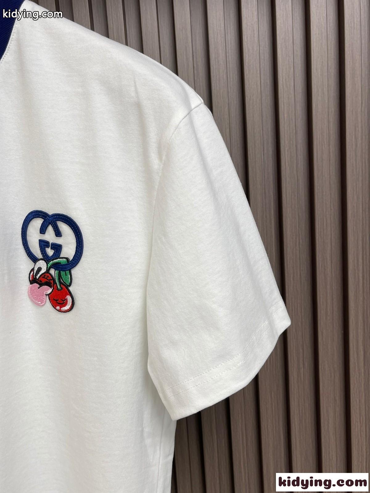 おしゃれ 定番 配色 合わせやすい グッチ Tシャツ コピー コットン ホワイト-1