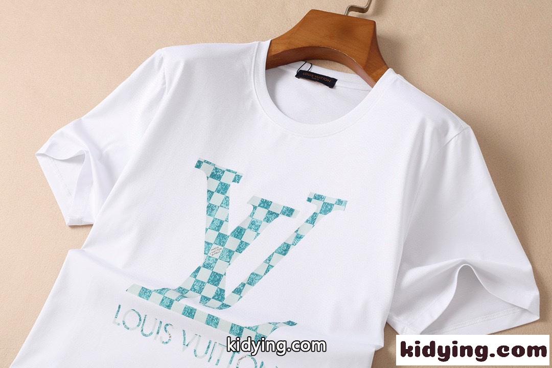 シンプル ロゴ プリント クルーネック ルイ・ヴィトン tシャツ コピー 半袖 柔らかい 快適 トップス-4