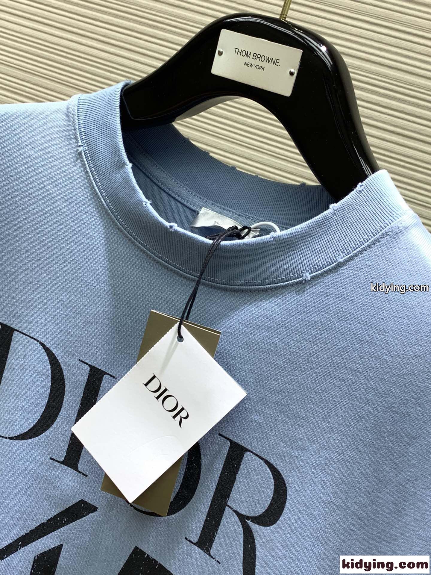 人気 カジュアル ロゴ 半袖Tシャツ クリスチャン・ディオール Tシャツ コピー ブルー-1