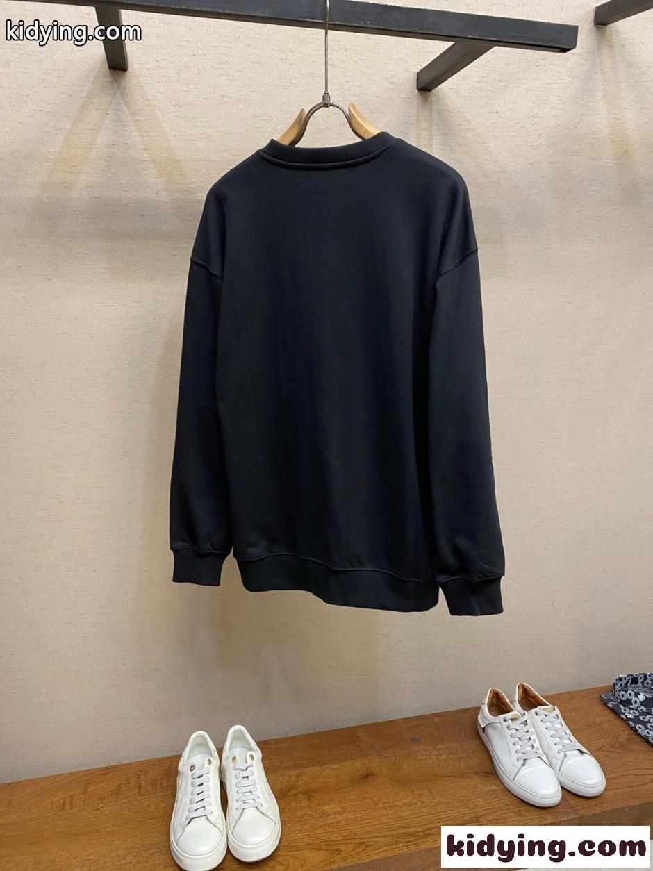 カジュアル TBロゴ コットン スウェットシャツ バーバリー Tシャツ 偽物 ブラック-1