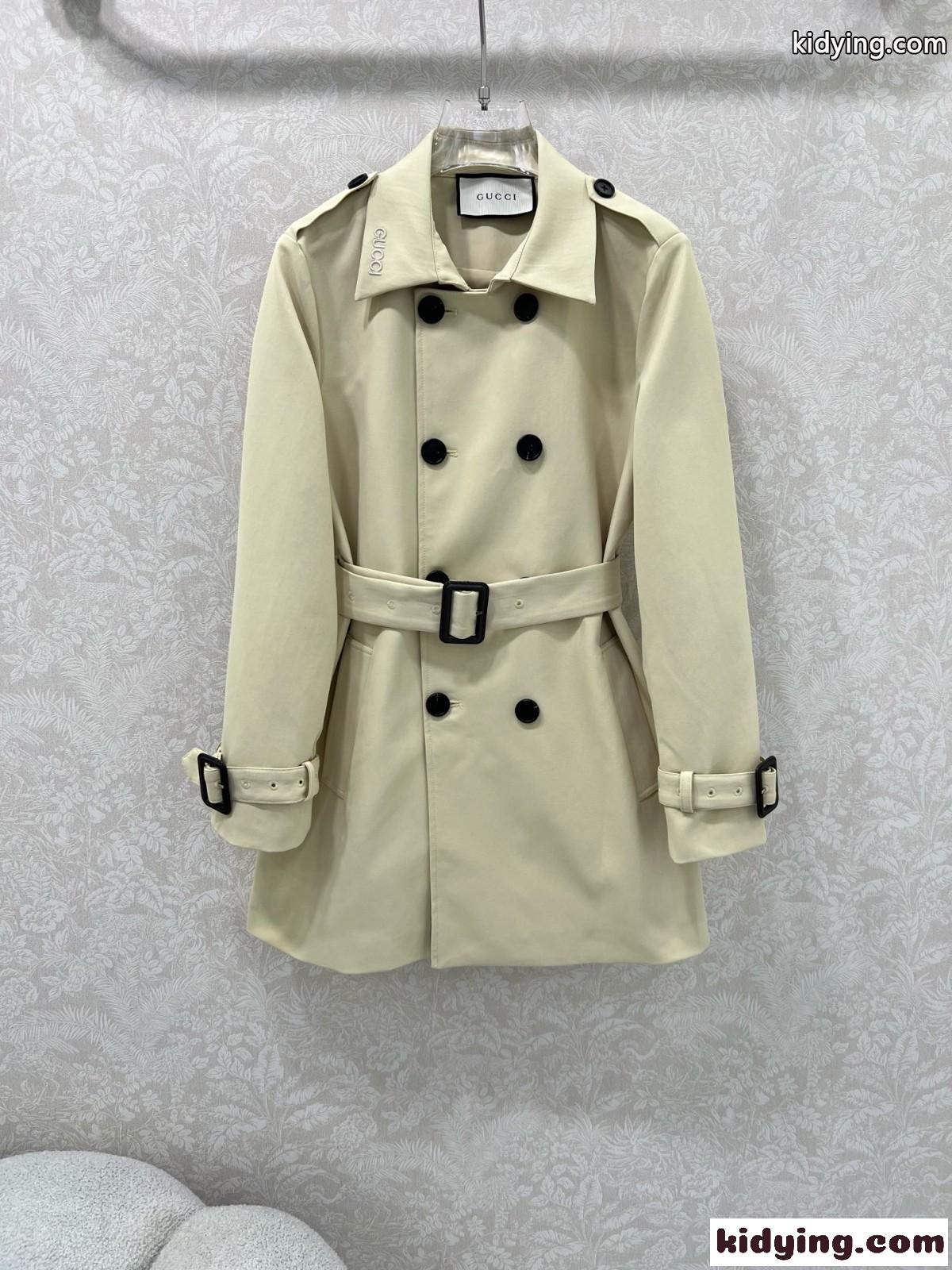 クラシック コットン ダブルブレスト トレンチコート グッチ ジャケット コピー ベージュ-2