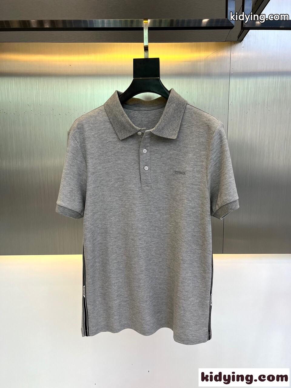 カジュアル ロゴ エルメネジルド・ゼニア Tシャツ コピー メンズ 半袖 ポロシャツ グレー-0