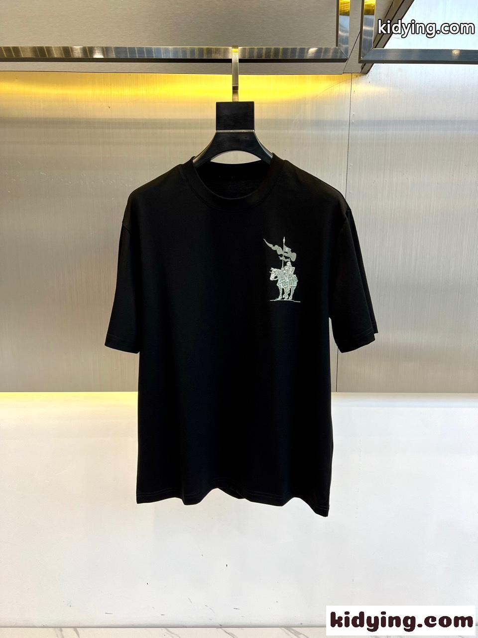 人気新作 コットン クルーネック Tシャツ バーバリー 半袖Tシャツ コピー ブラック-0
