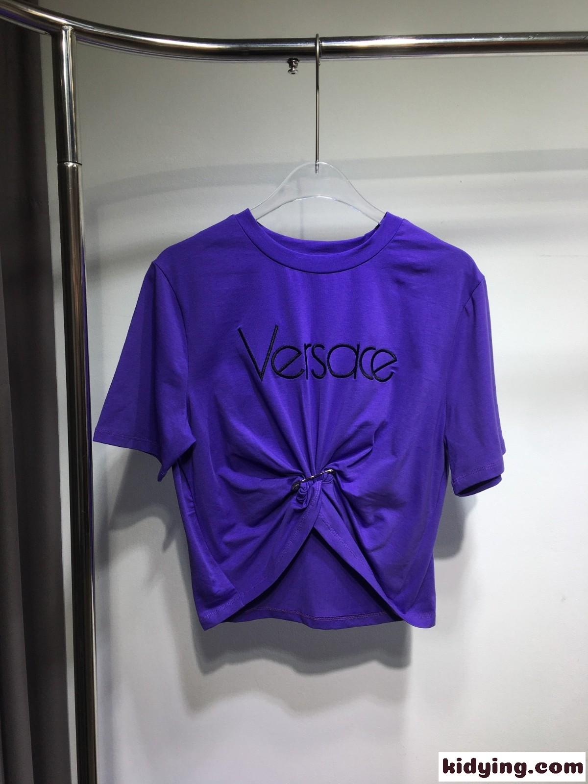 セーフティー ピン ロゴ 半袖Tシャツ ヴェルサーチェ Tシャツ コピー ブルー-1