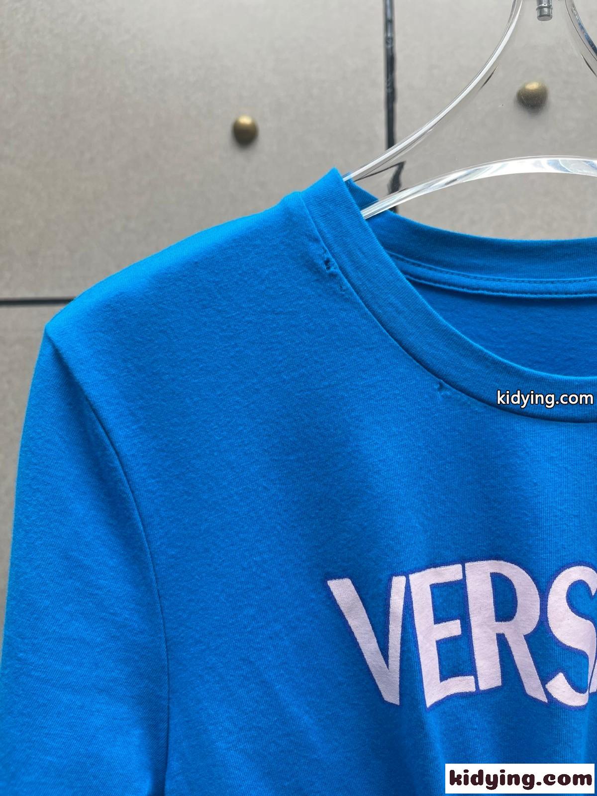 セーフティー ピン ロゴ ヴェルサーチェ Tシャツ コピー レディース 半袖 トップス ブルー-3