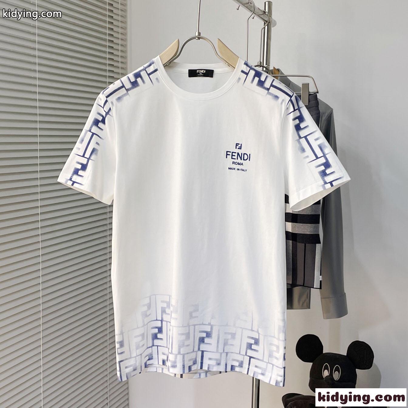 おしゃれ カジュアル コットン ロゴ 刺繍 フェンディ Tシャツ コピー メンズ-0