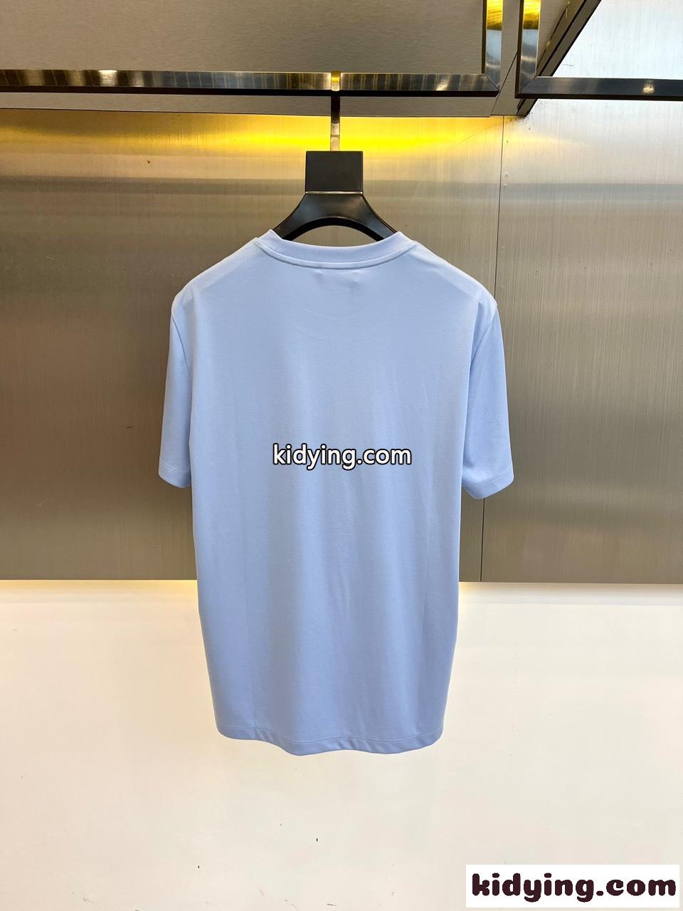シンプル メドゥーサ刺繍 半袖Tシャツ ヴェルサーチェ Tシャツ コピー クルーネック ブルー-3