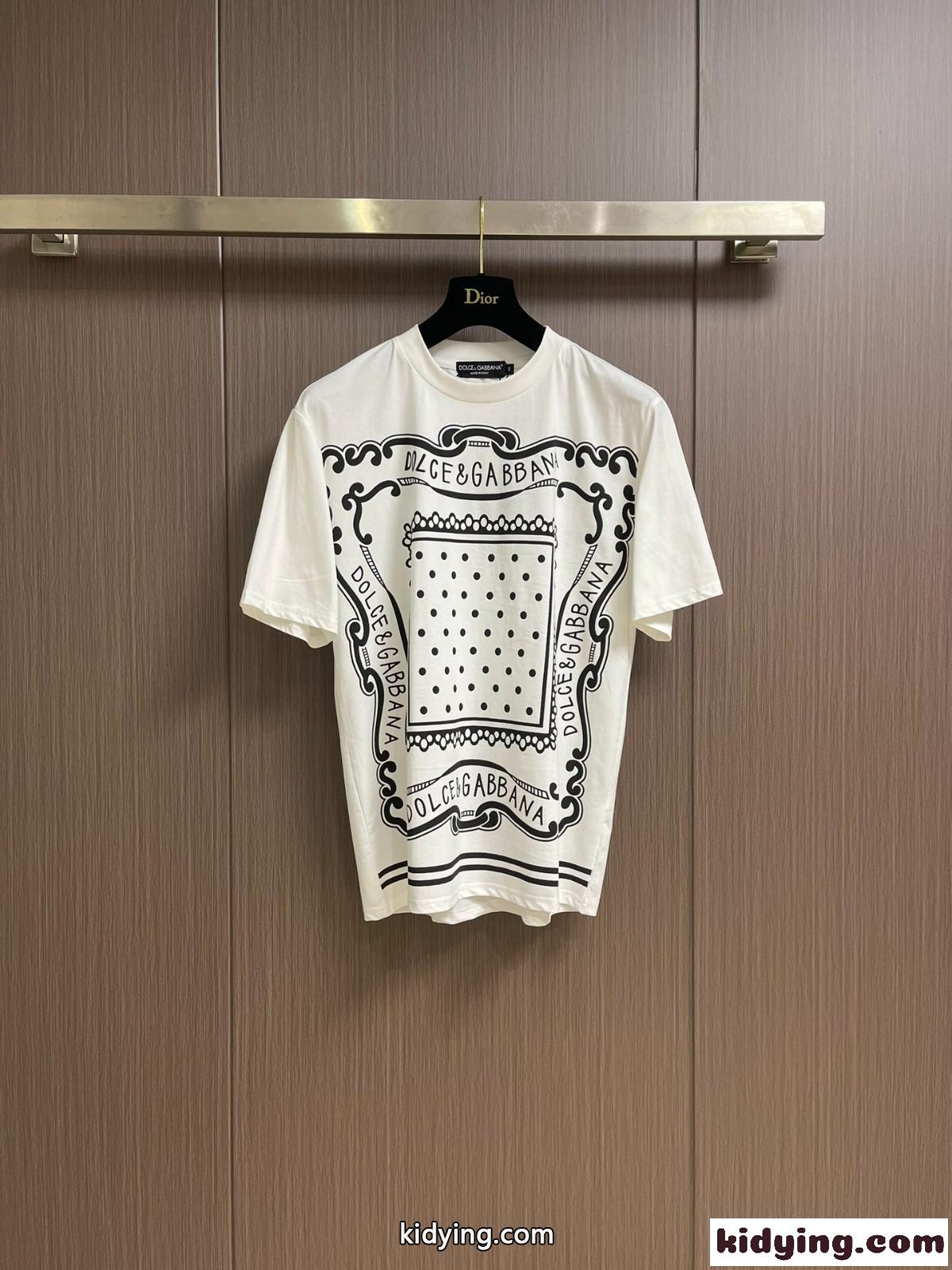 目を引く プリント 半袖Tシャツ ドルチェ&ガッバーナ Tシャツ コピー コットン-2