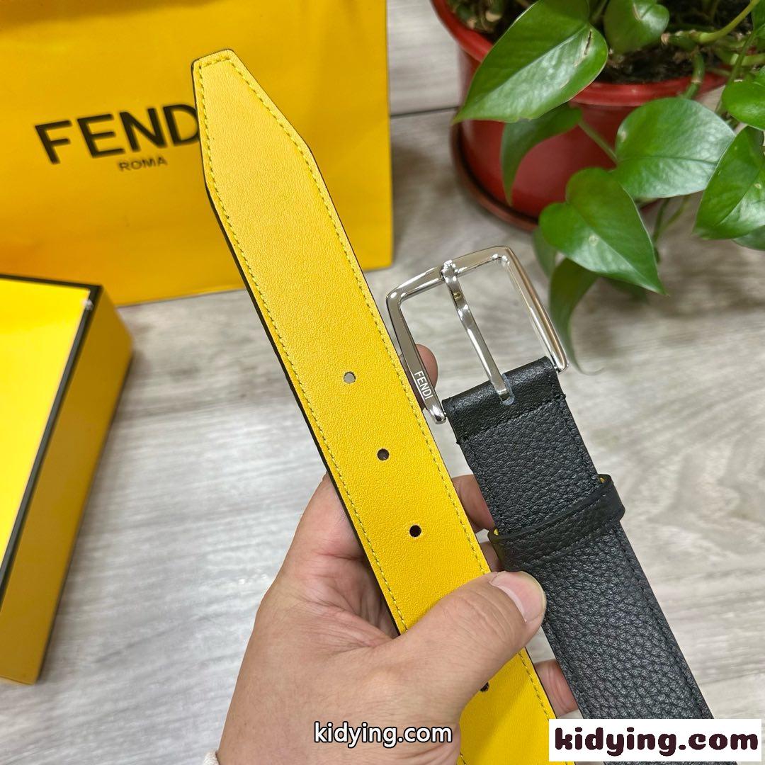 シンプル 合わせやすい リバーシブルベルト フェンディ ベルト 偽物 レザー-3