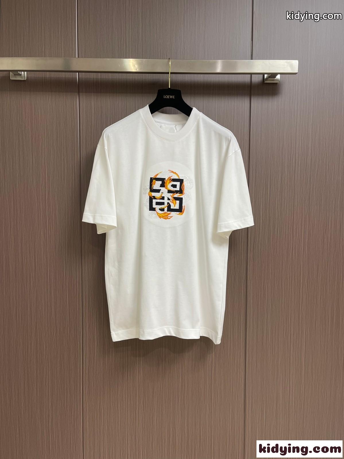 4Gドラゴンプリント コットン 半袖Tシャツ ジバンシィ Tシャツ 偽物 ホワイト-0