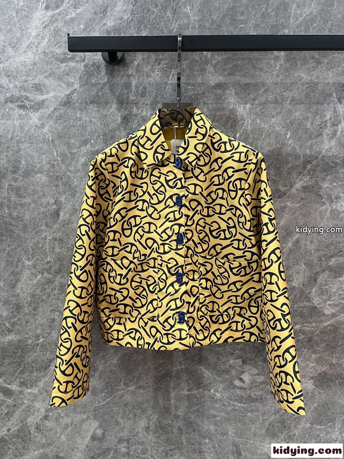 ナウサ シェーヌダンクル クロップドジャケット エルメス ジャケット コピー イエロー-1
