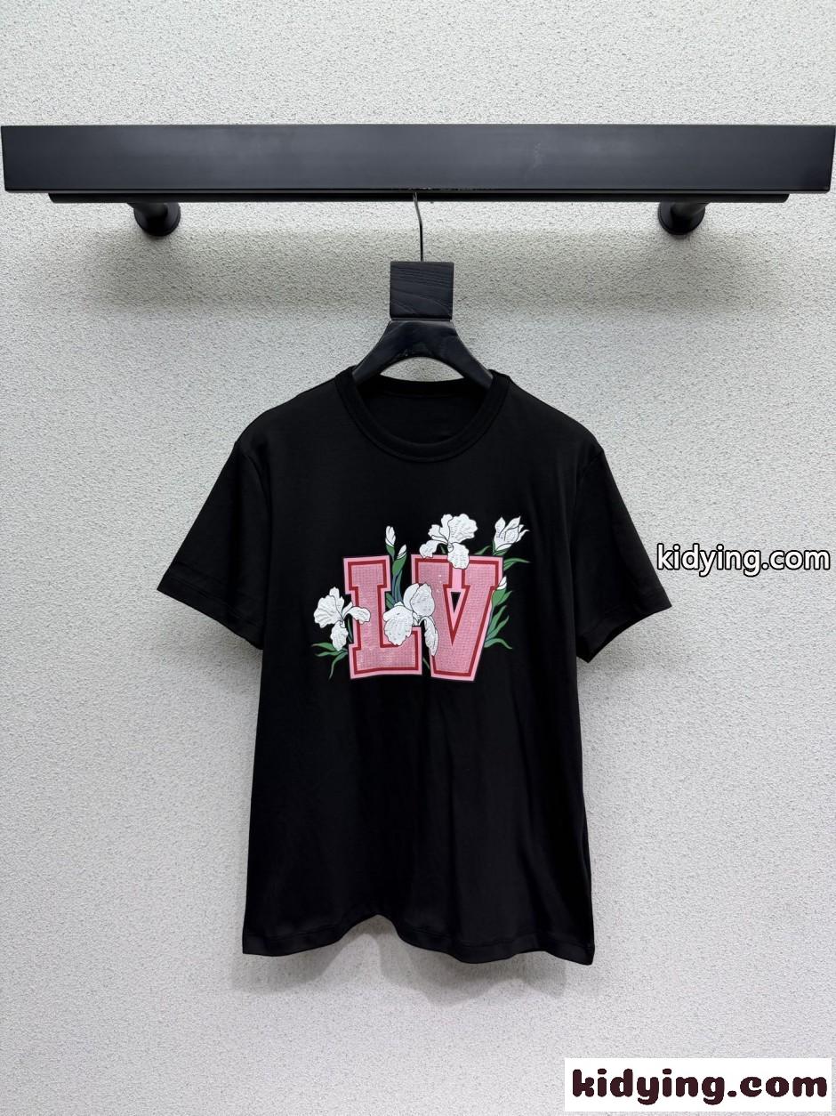スパンコール シグネチャーTシャツ コットン ルイ・ヴィトン Tシャツ コピー ブラック-2