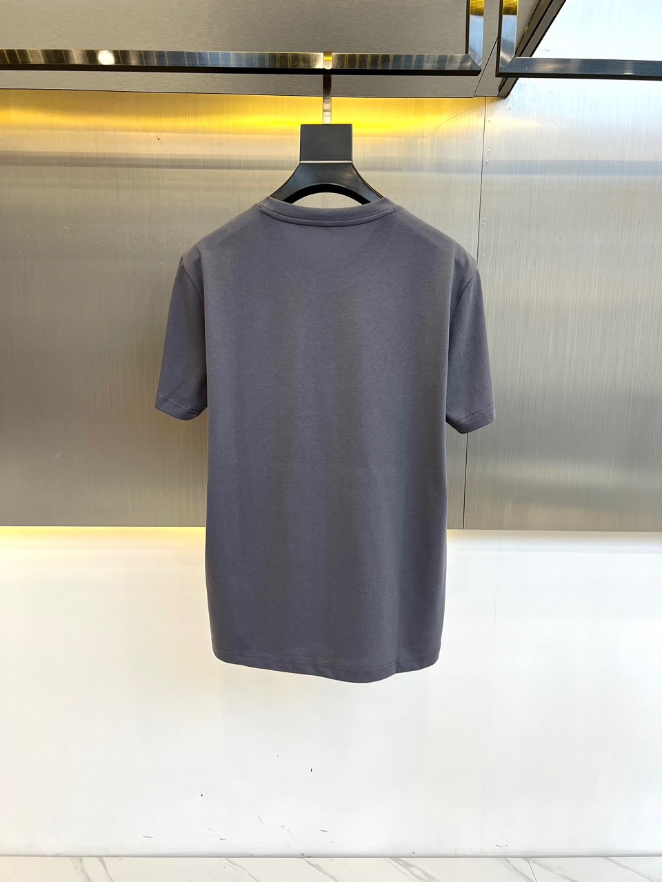 カジュアル ロゴ入り クルーネック プラダ Tシャツ コピー 半袖Tシャツ グレー-4