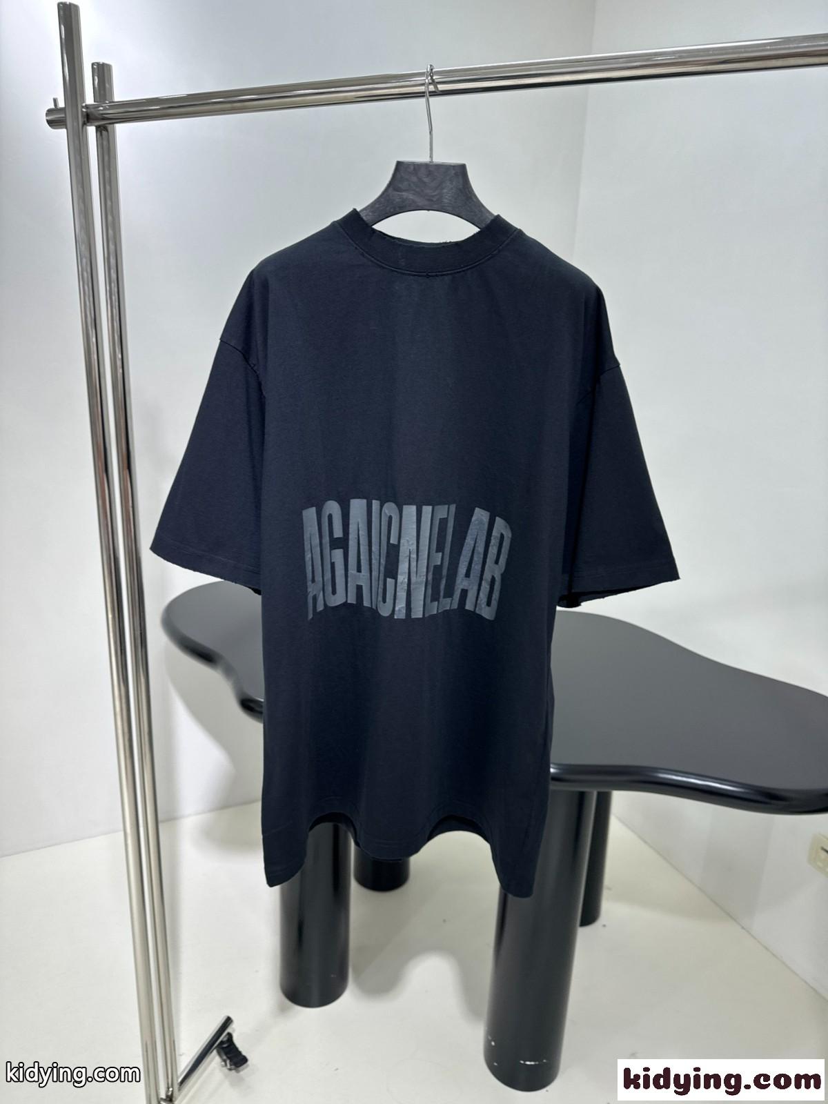 オーバーサイズ AGAICNELAB 半袖Tシャツ バレンシアガ Tシャツ コピー ブラック-0