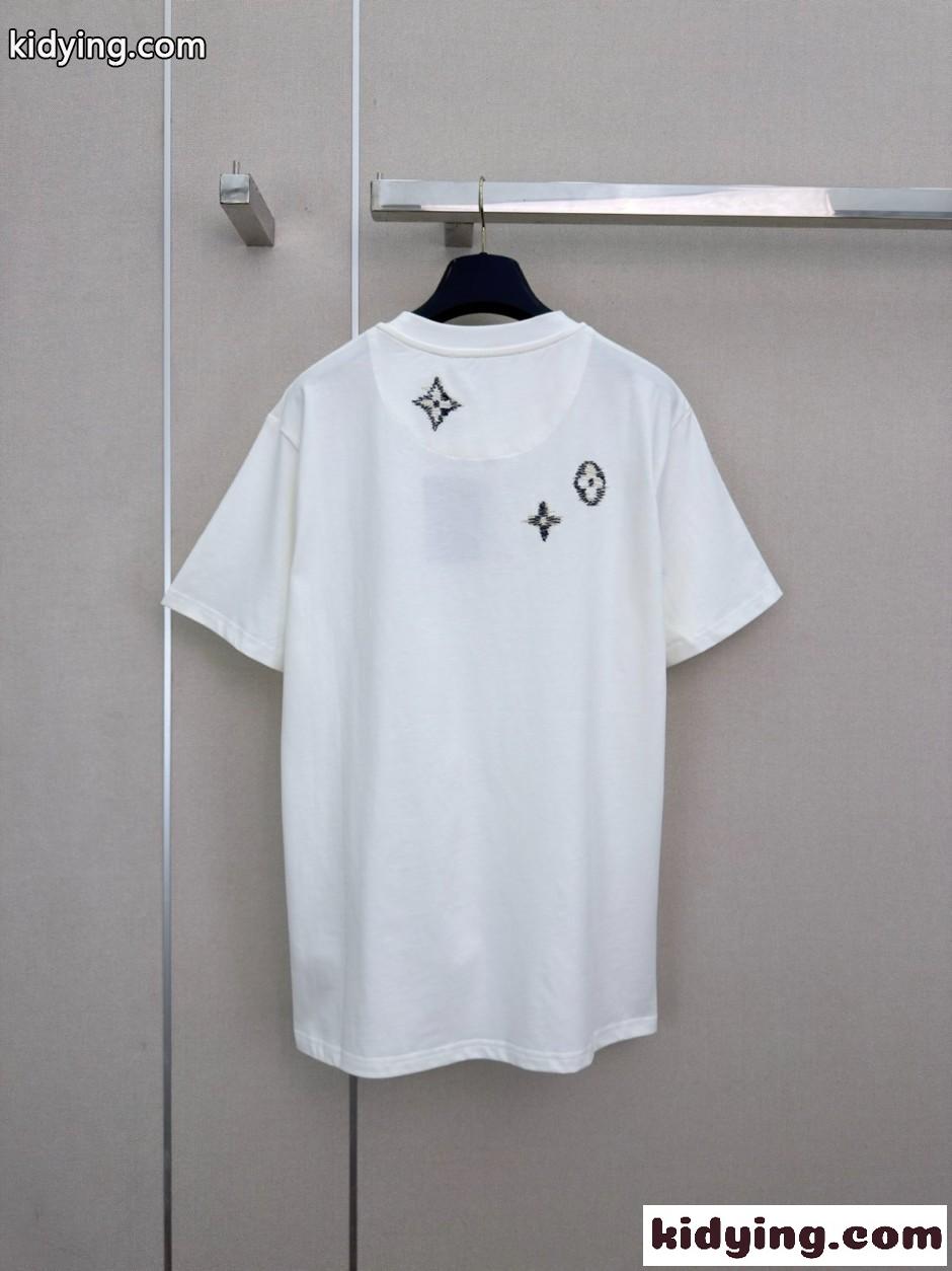 エンブロイダリー シグネチャーTシャツ ルイ・ヴィトン Tシャツ コピー ホワイト-3