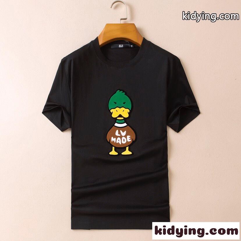 ルイ・ヴィトン Tシャツ コピー 人気 カジュアル おしゃれ クールネック 半袖 Tシャツ 快適 ホワイト ブラック-2
