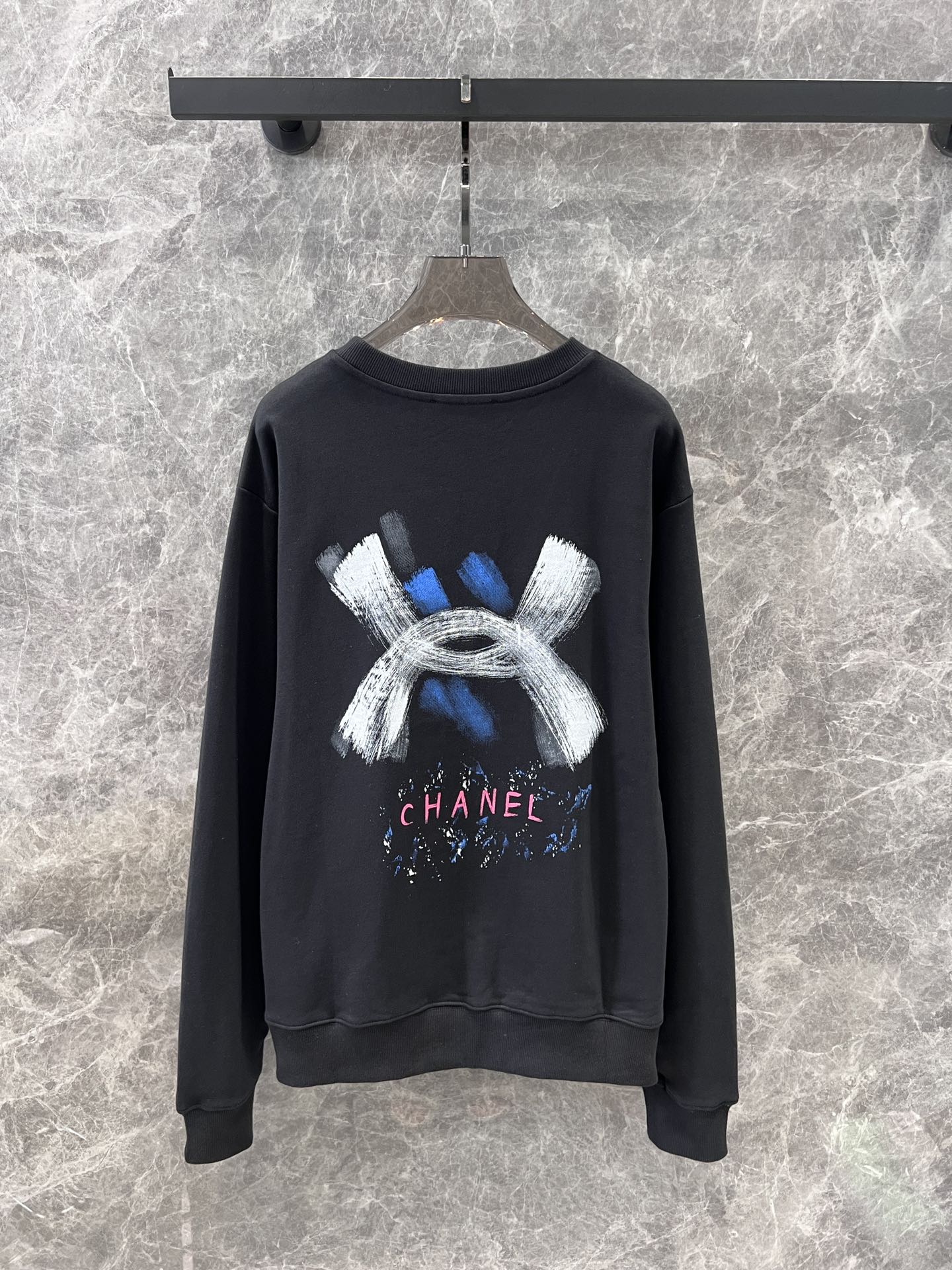 カジュアル プリント コットン スウェットシャツ シャネル Tシャツ コピー ブラック-2