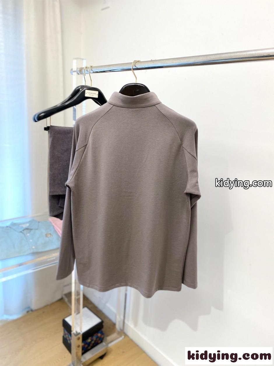 ヒューゴ・ボス Tシャツ 偽物 シンプル 洗練された 胸ロゴ ハーフジップ 長袖Tシャツ-4