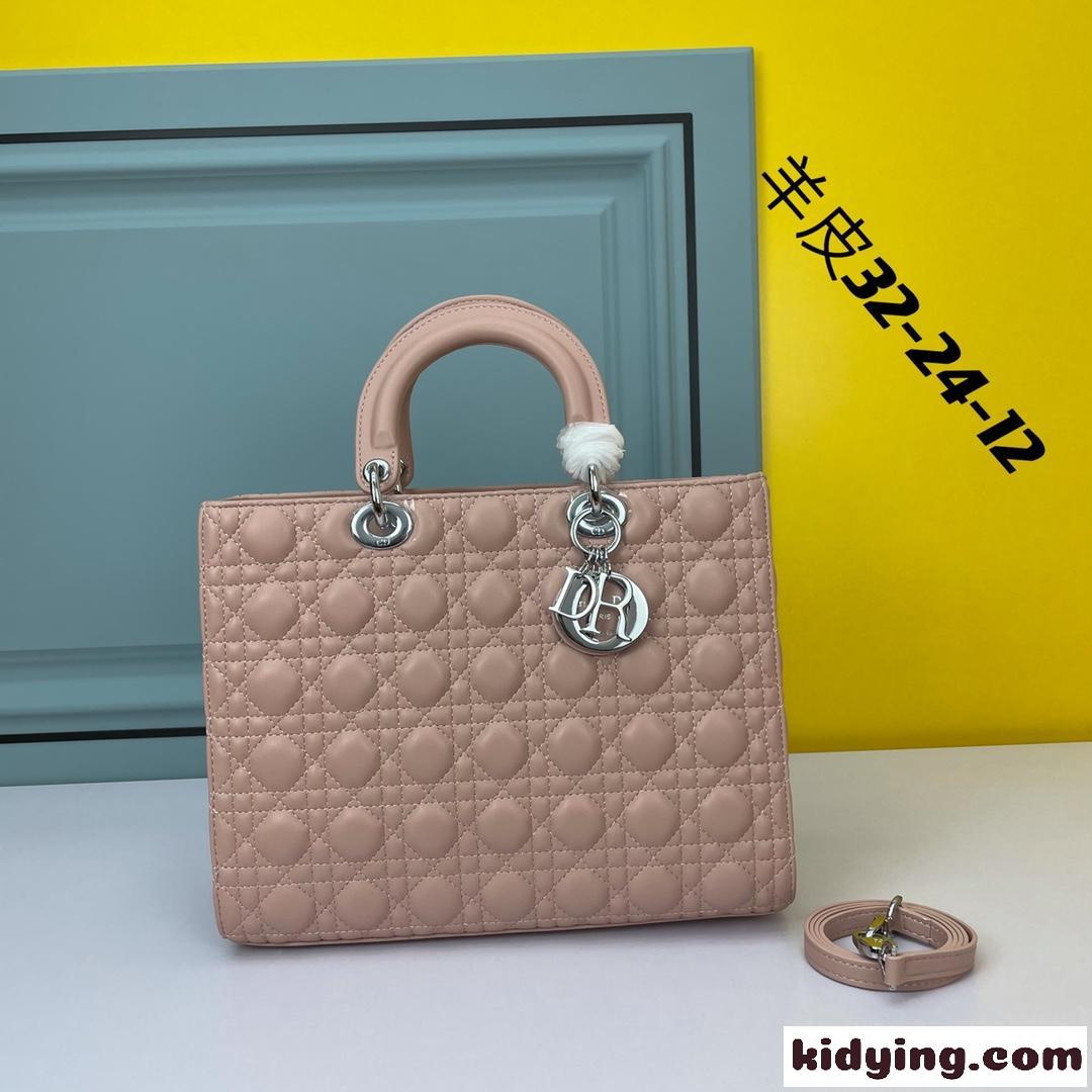 LADY DIOR ラージバッグ クリスチャン・ディオール スーパーコピー ラムスキン ピンク-1